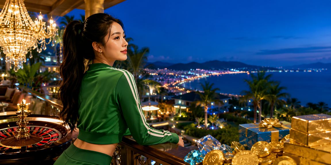 Màn hình roulette trực tuyến với phong cảnh Đà Lạt bên tách cà phê buổi tối